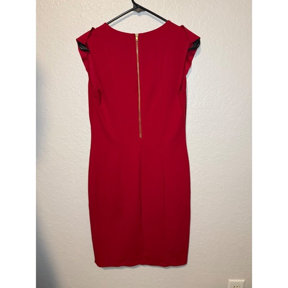 Enfocus Studio Red Dress Ruffle Sleeve Career Cocktail Party Mini Dress - Picture 2 of 3
